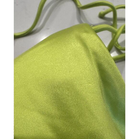 Khy Lime Green Double Strap Ruched Bikini Top Women’s Size Medium Triangle - Picture 8 of 10